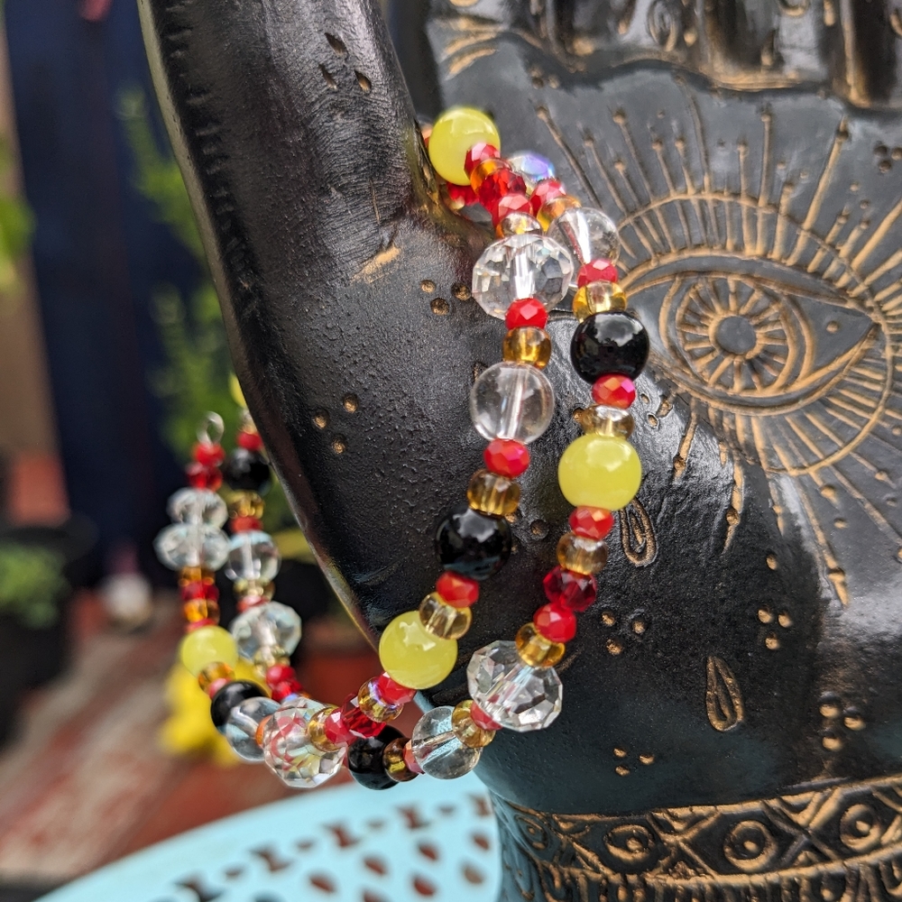 NEW Red Beaded Bracelet Crystal Glass Handmade Crystals Cute
